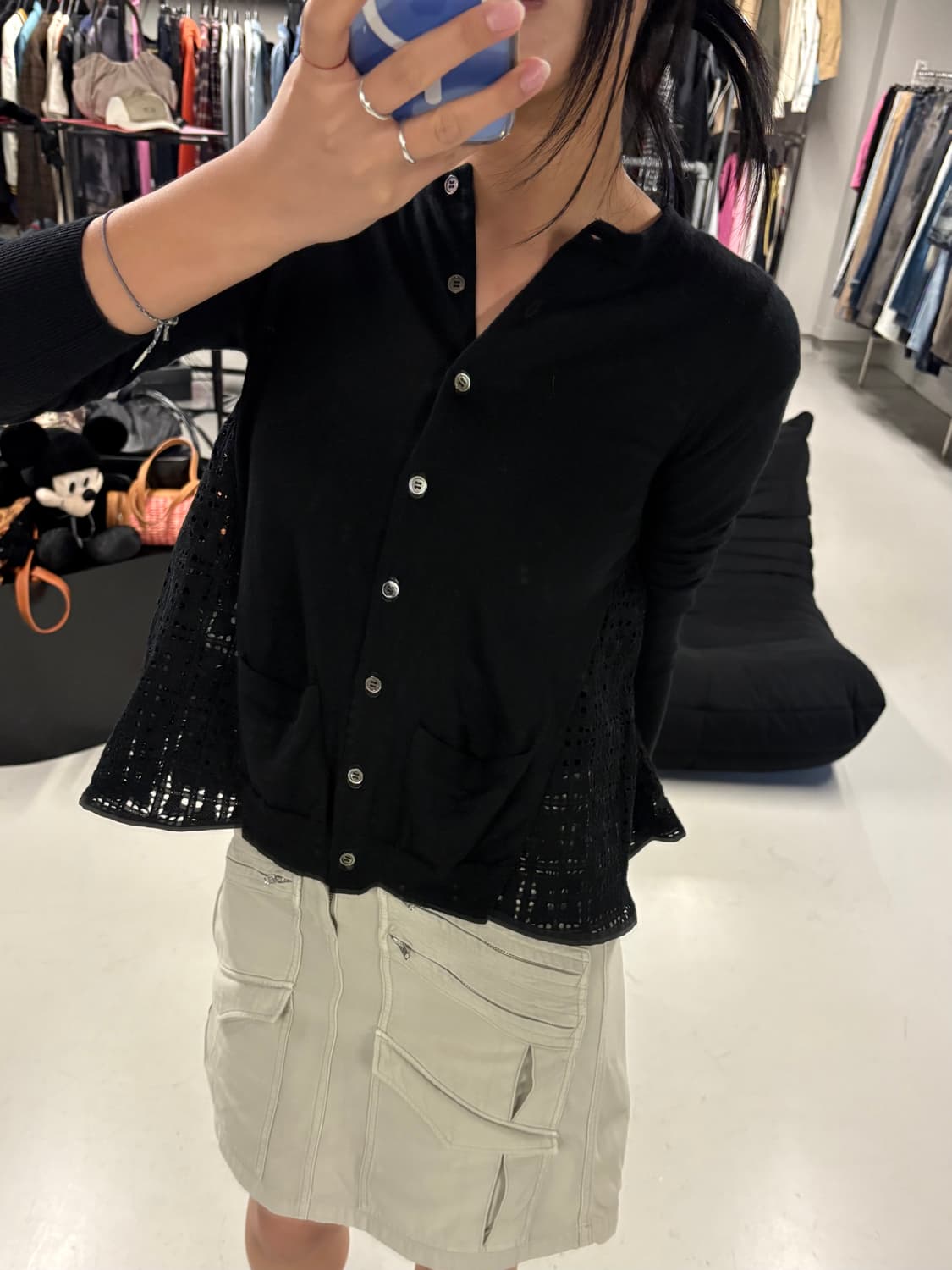 SACAI LUCK lace mix knit cardigan  상품이미지1