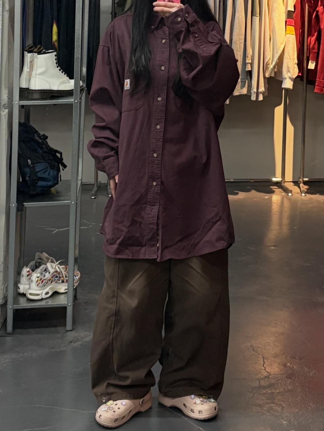 칼하트 버건디 워크셔츠 A3206 상품이미지1