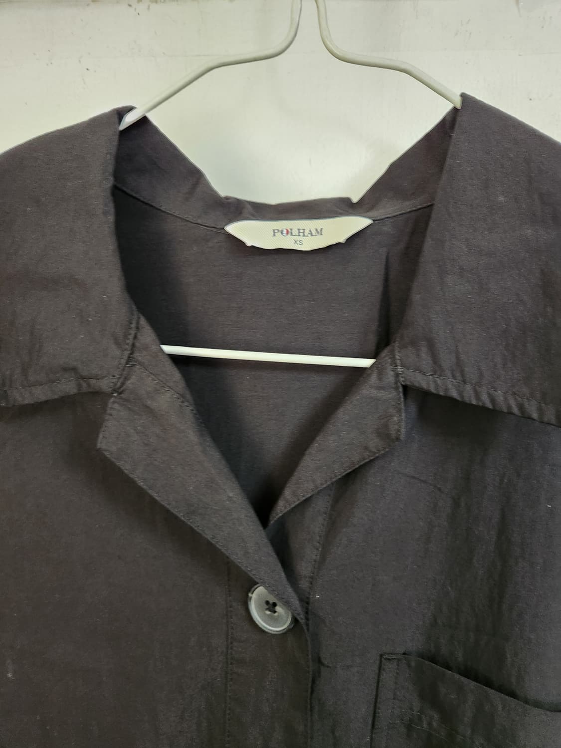 폴햄 검정색 오버핏 반팔 셔츠 원피스 XS(85) 상품이미지4