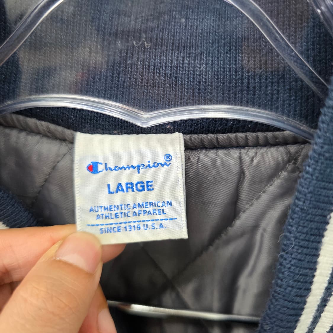 챔피온 재팬 빅로고 성조기 패치 네이비 바시티 자켓 L 상품이미지6