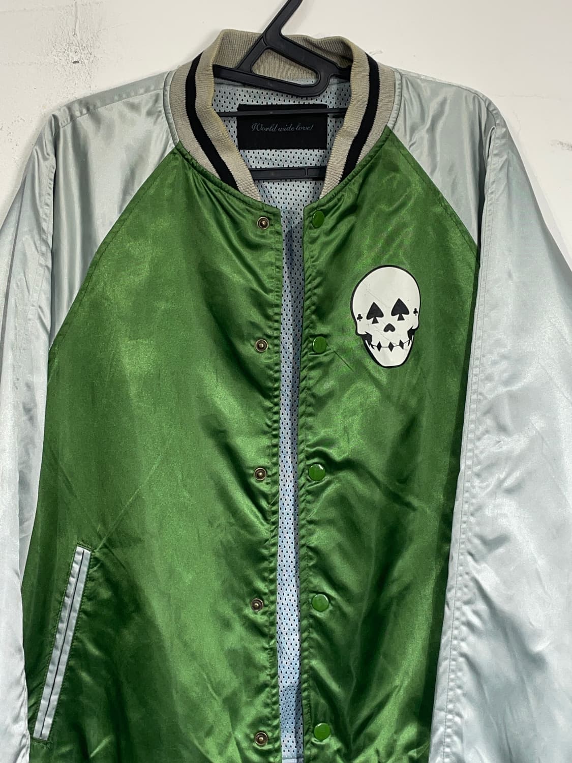 Jpn 일본 빈티지  해골 프린팅 바시티 자켓 오버핏 스카쟌 M 상품이미지6