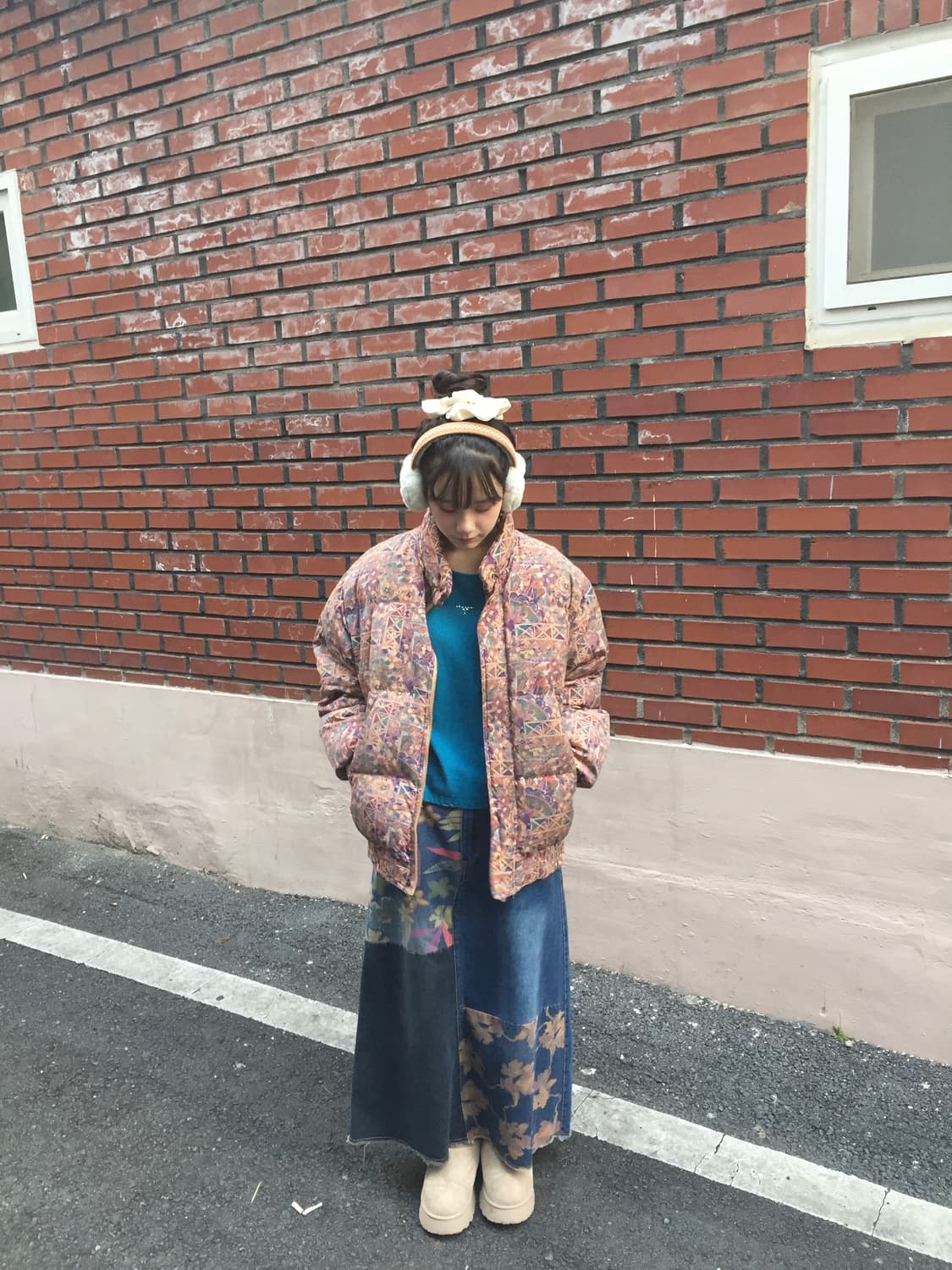 BRENNTANO 패딩 이탈리아 빈티지 남녀공용 패딩 주황색 상품이미지1