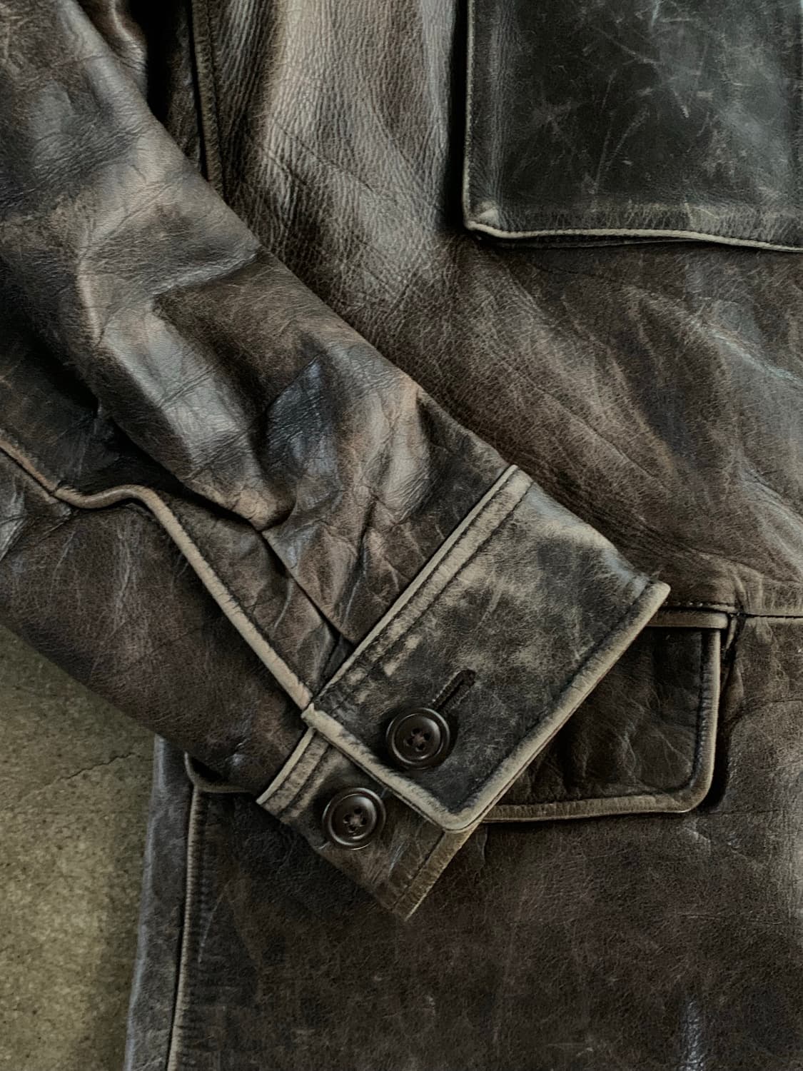 2000s 올드 갭 M-43 모티브 레더 필드 자켓 브라운 상품이미지6