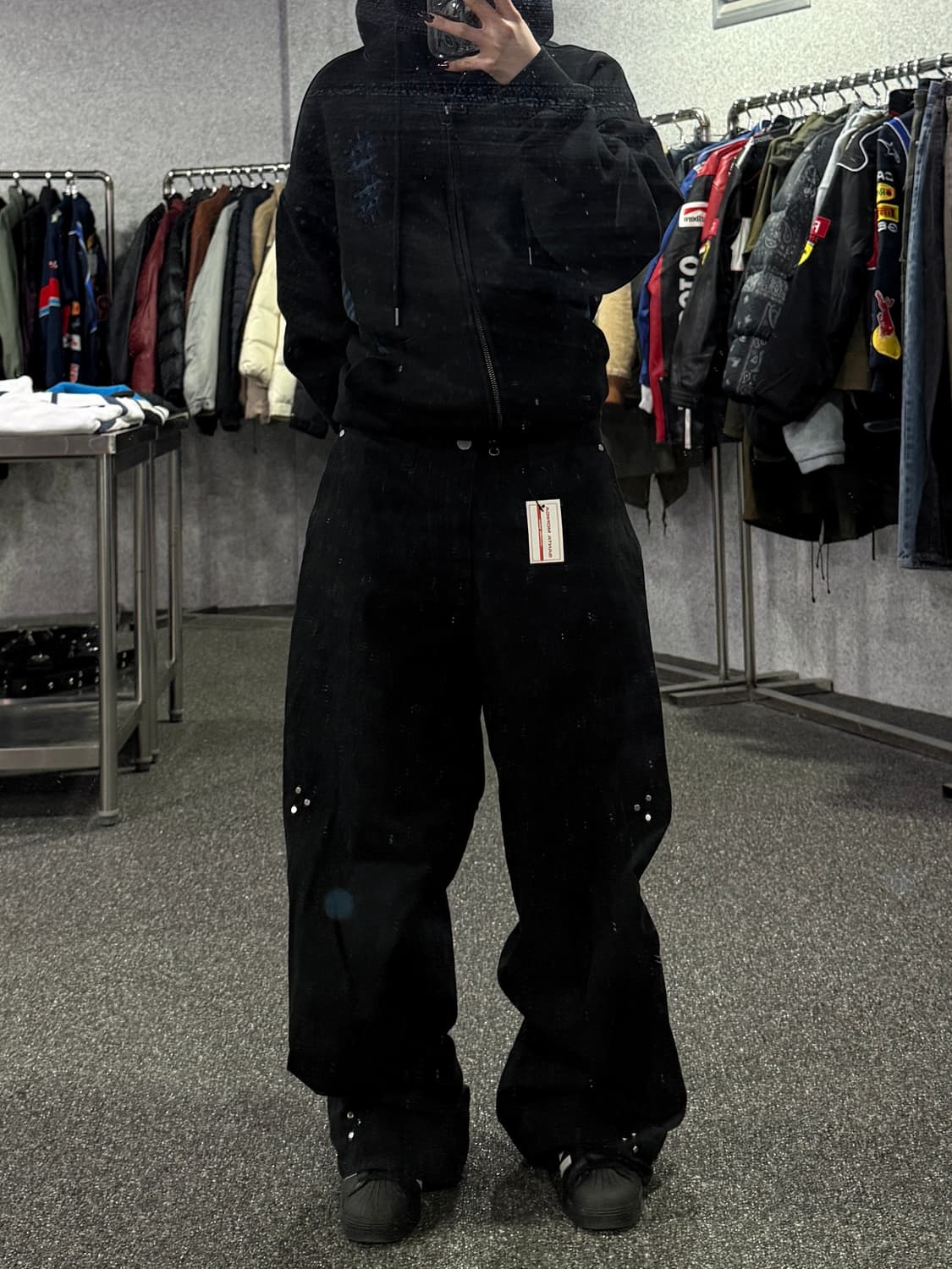 마틴플랜 블랙 와이드 팬츠 B4371 상품이미지1