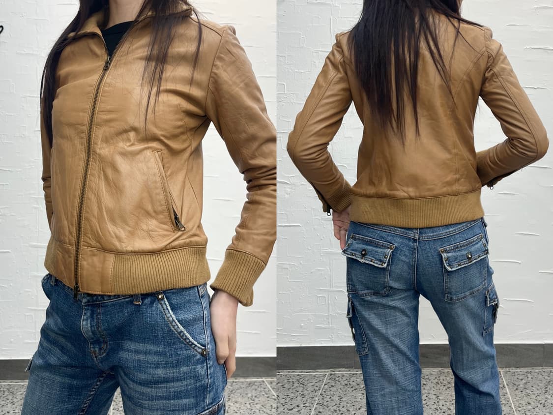 Camel leather jacket 상품이미지2