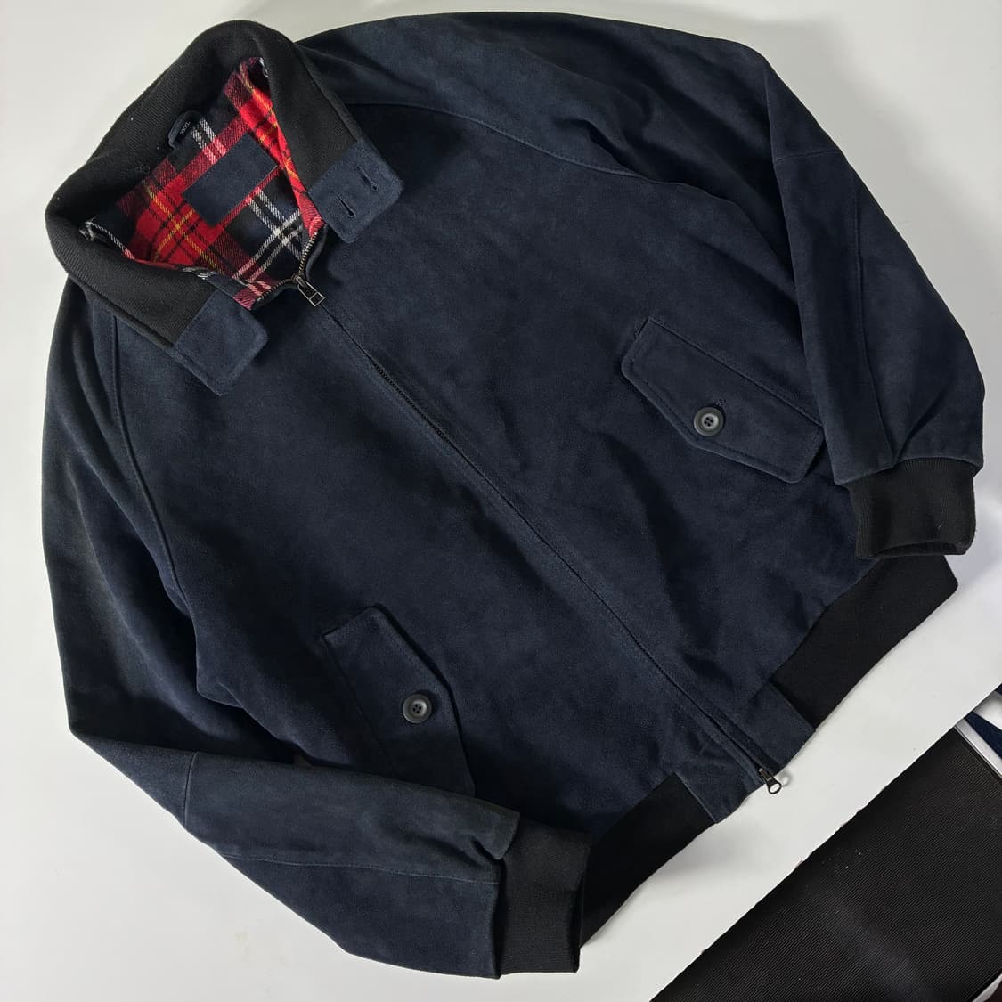 Vintage  스웨이드 네이비 레더 바라쿠다 자켓  상품이미지3