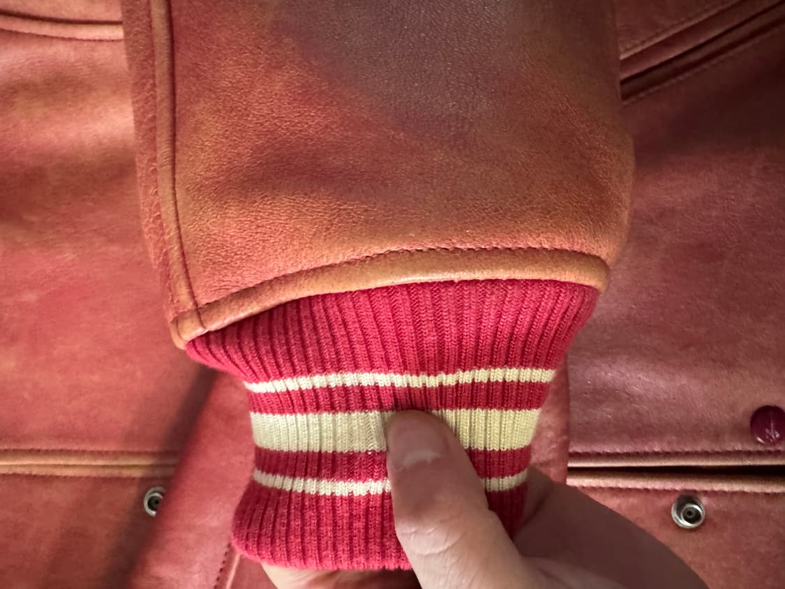 슈프림 원 자켓 레더 바시티 레드 M 상품이미지5