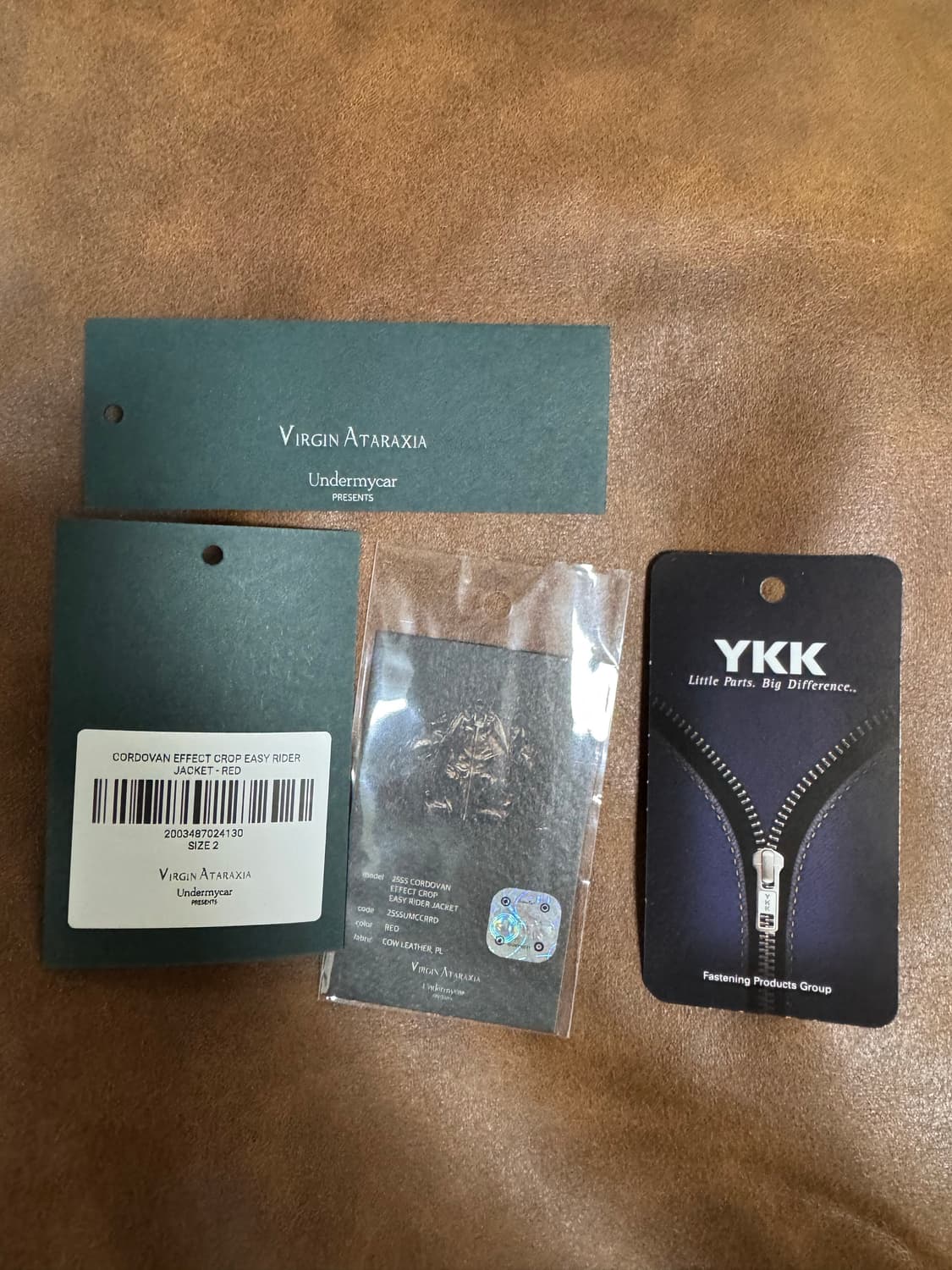 언더마이카 25SS 코도반 이펙트 크롭 이지라이더 자켓 레드 상품이미지9