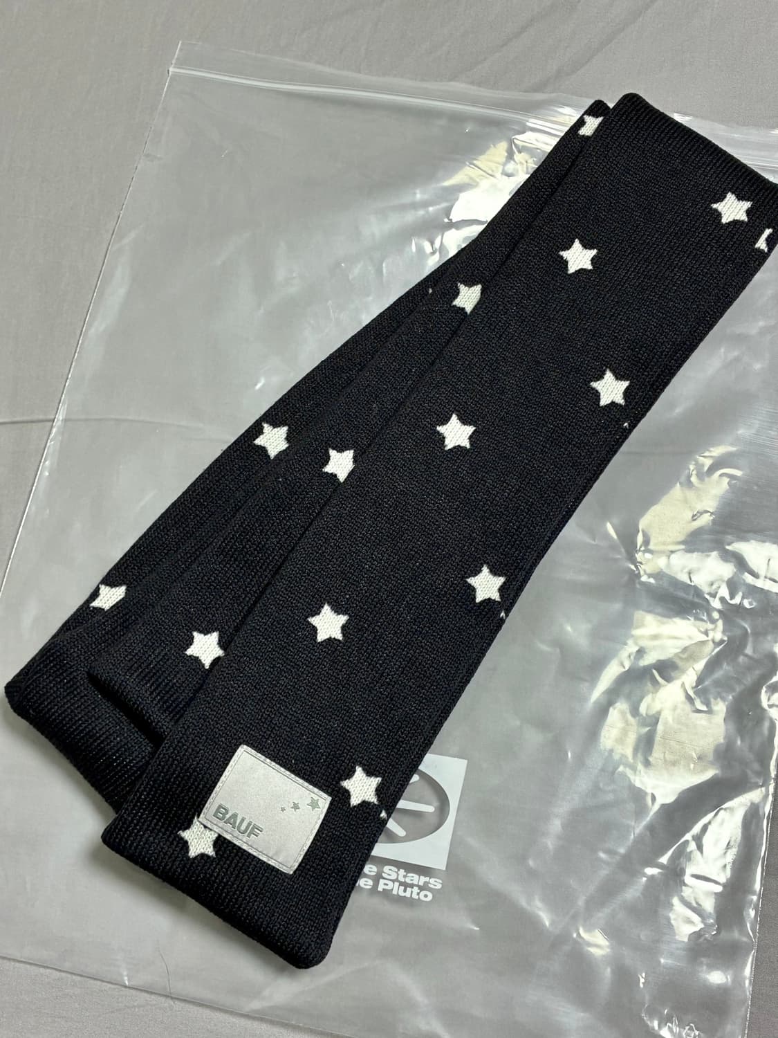 (새상품) 바우프 BAUF 스타 니트 머플러 목도리 블랙 상품이미지1