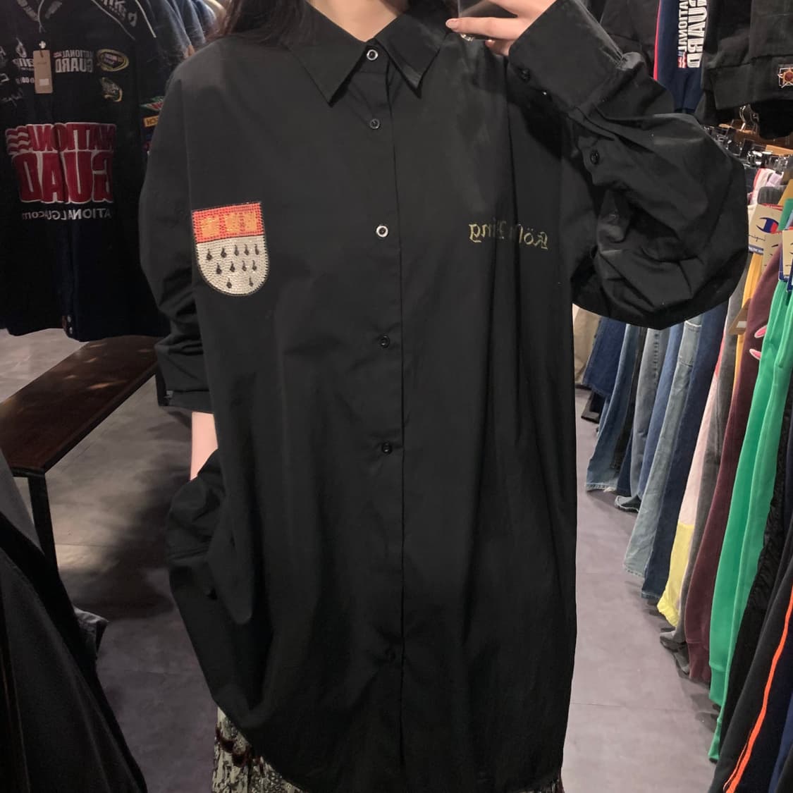 [IM] 디테스 스컬 로즈 핫픽스 셔츠 블랙 상품이미지5