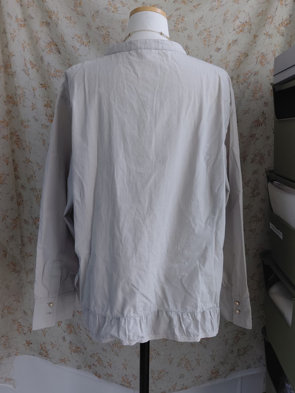 [일본빈티지] 레이스 핀턱 블라우스 아이보리 모리걸 상품이미지3