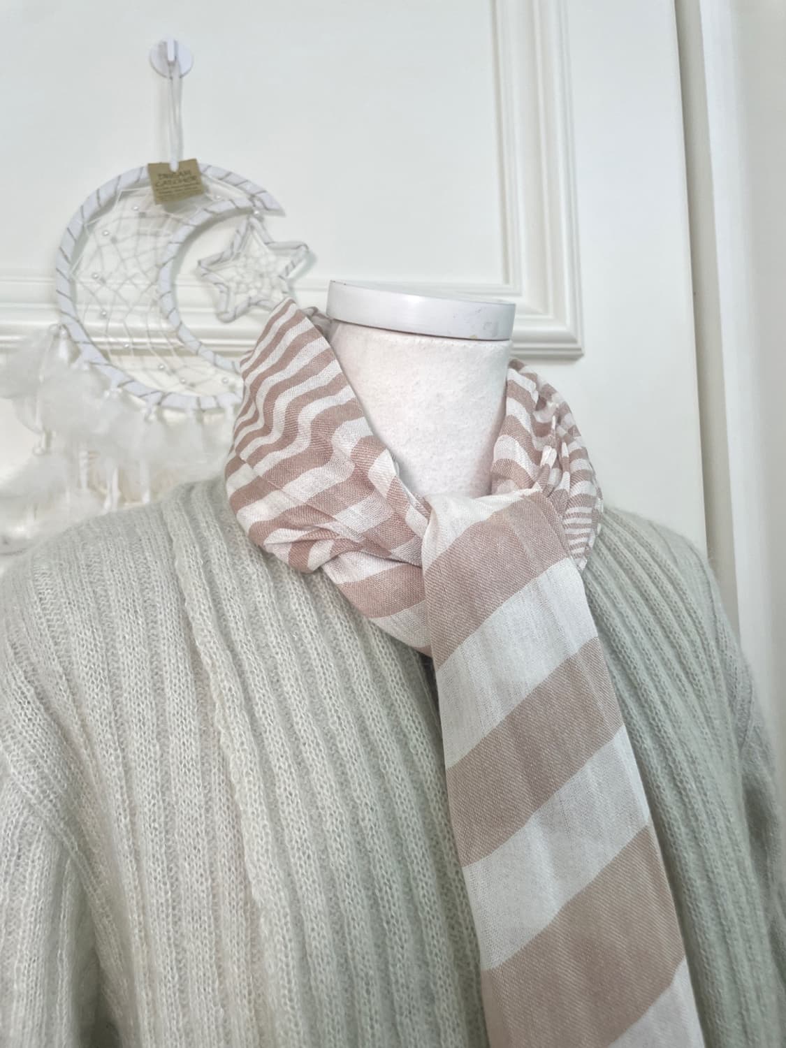 beige ivory stripe spring scarf 상품이미지3