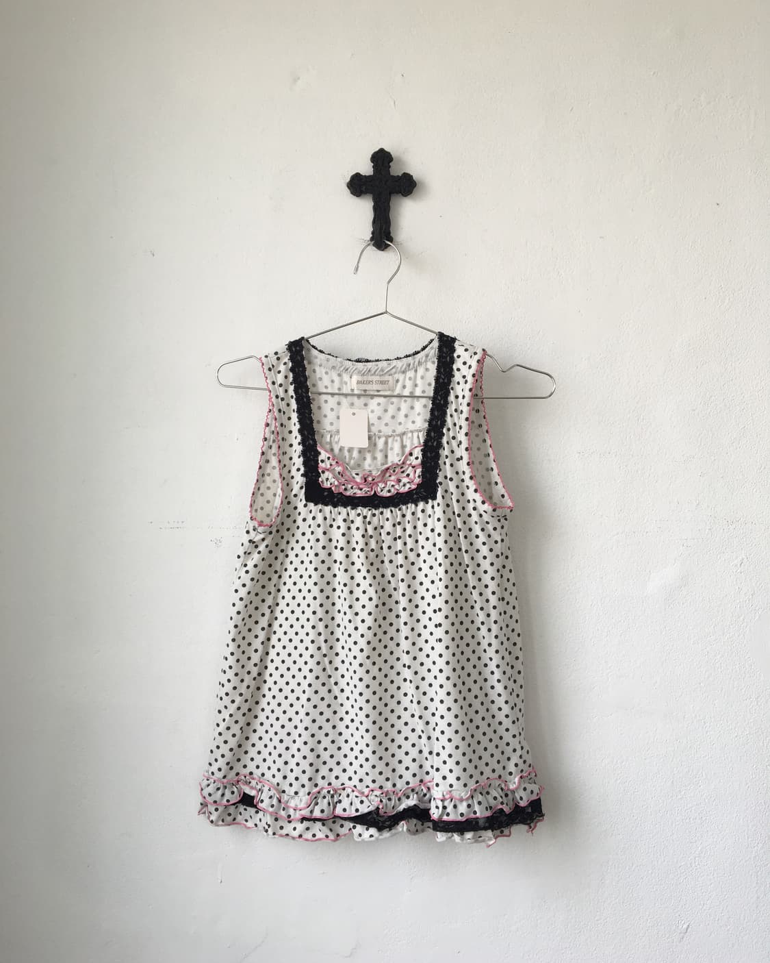 Dot pattern frill sleeveless 상품이미지2