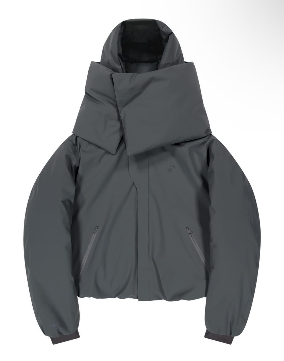 Ojos 오호스 디태쳐블 머플러 다운 자켓 차콜 상품이미지1