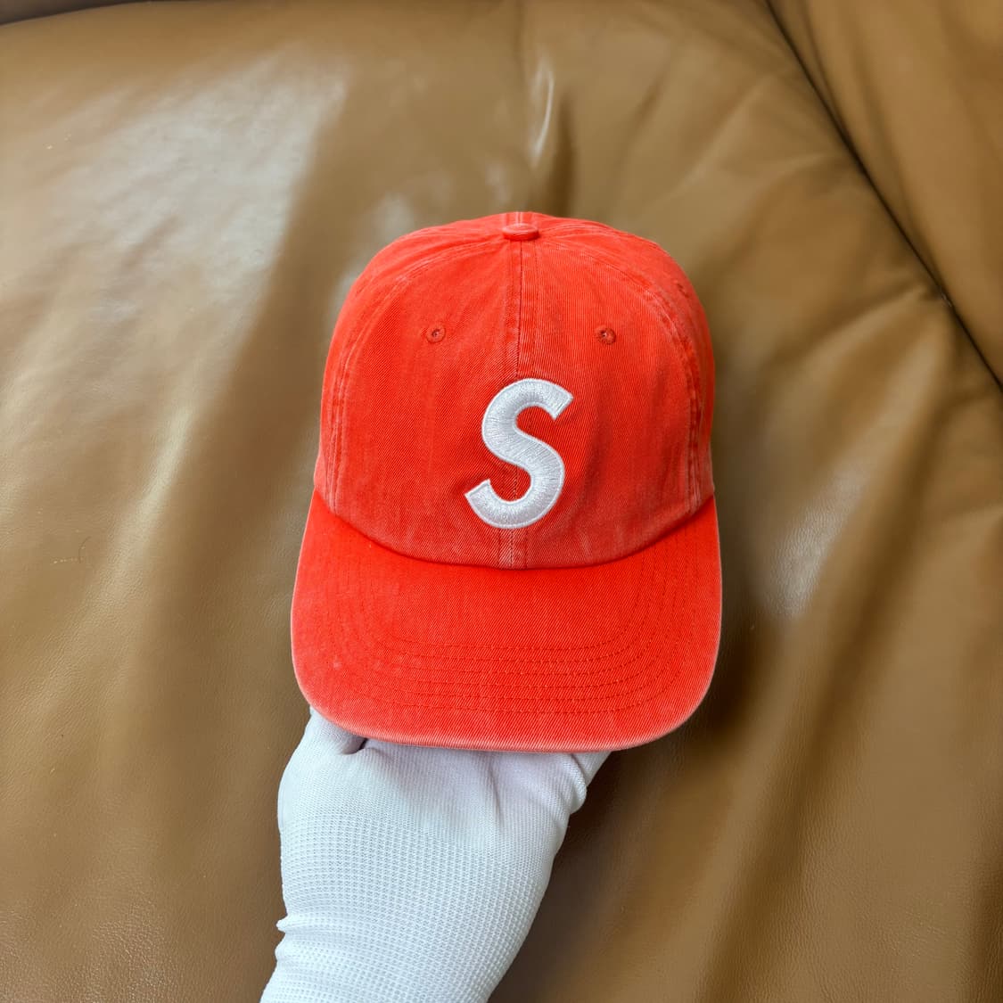 슈프림 S로고 6패널 볼캡 모자 피그먼트 워시드 오렌지 상품이미지2