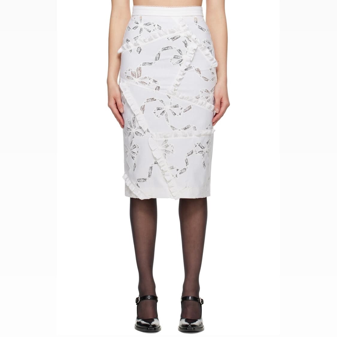 [8]슈슈통 Cutout Bow 패치워크 스커트 상품이미지1