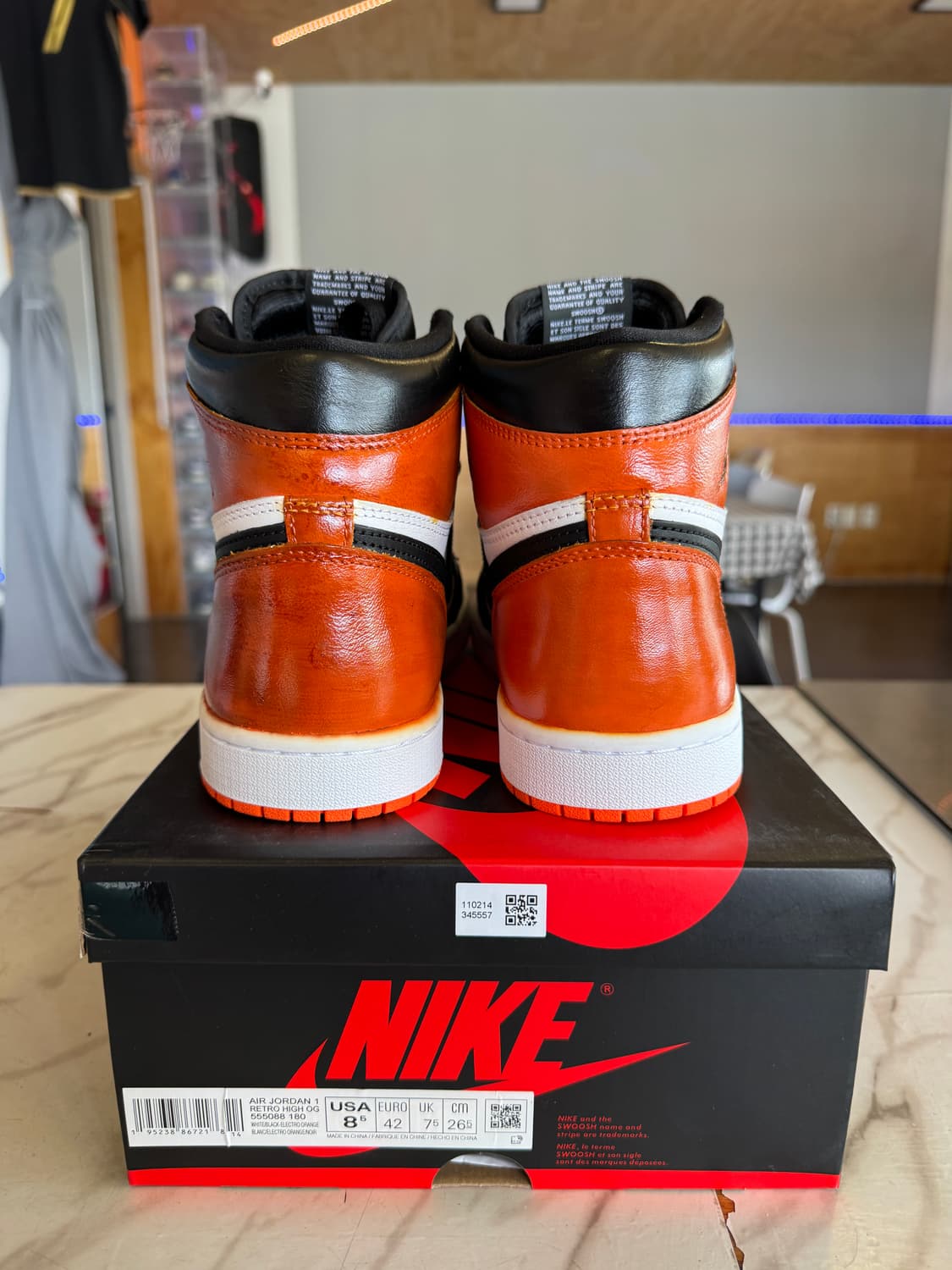 (커스텀) 조던1 레트로 하이 OG 일렉트로 오렌지 265 팝니다 상품이미지5