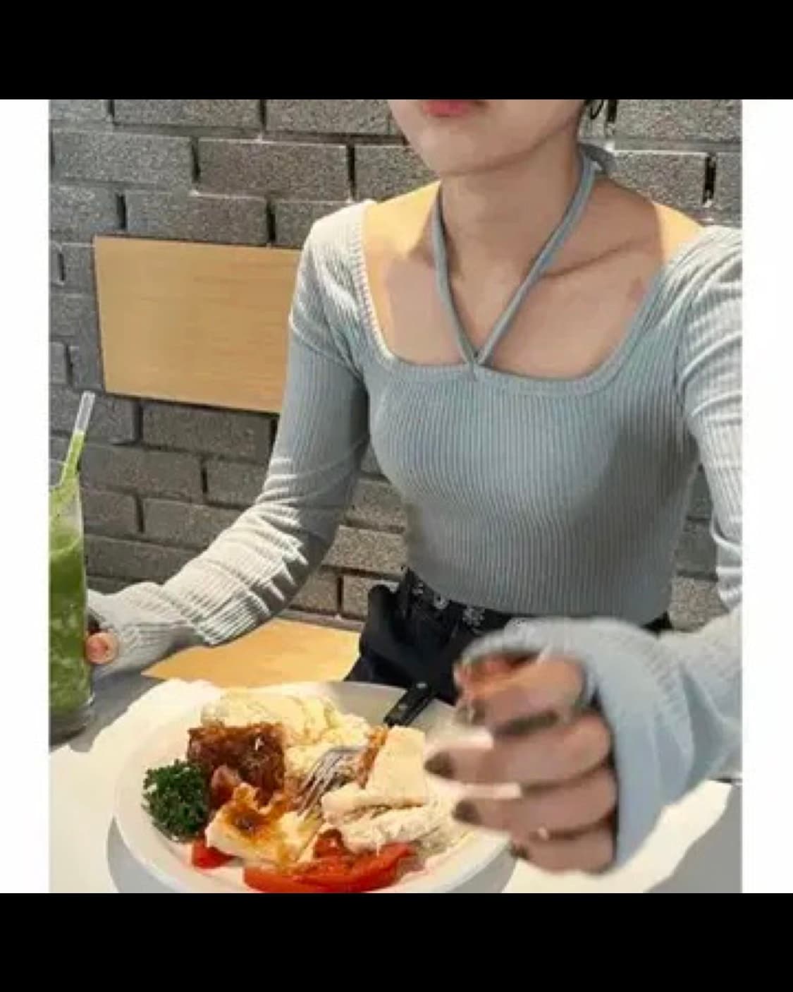러브코드유 골지 홀터넥 탑 상품이미지1