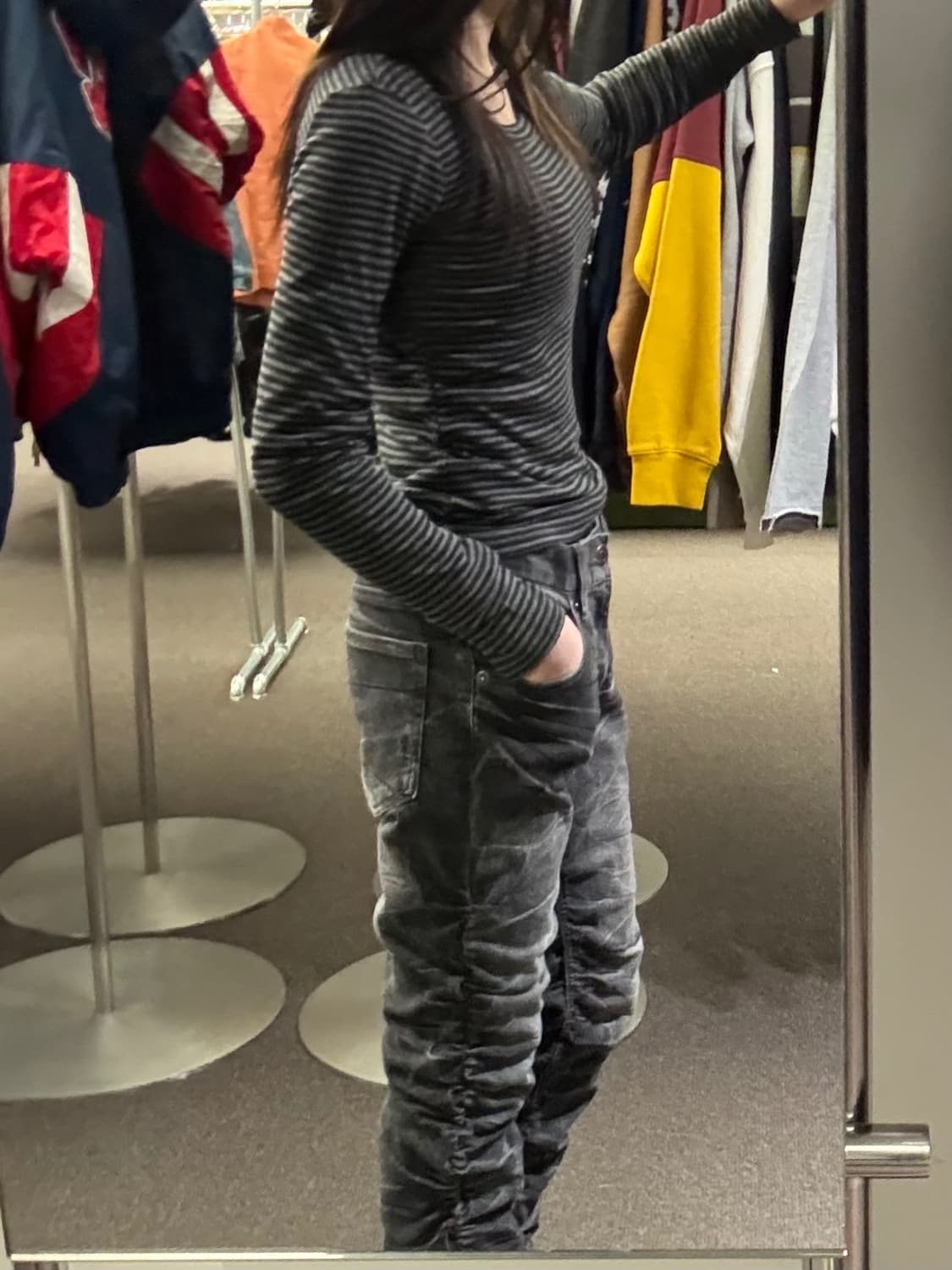 OS)재패니즈 빈티지 워시드 흑청 셔링 데님팬츠 상품이미지3