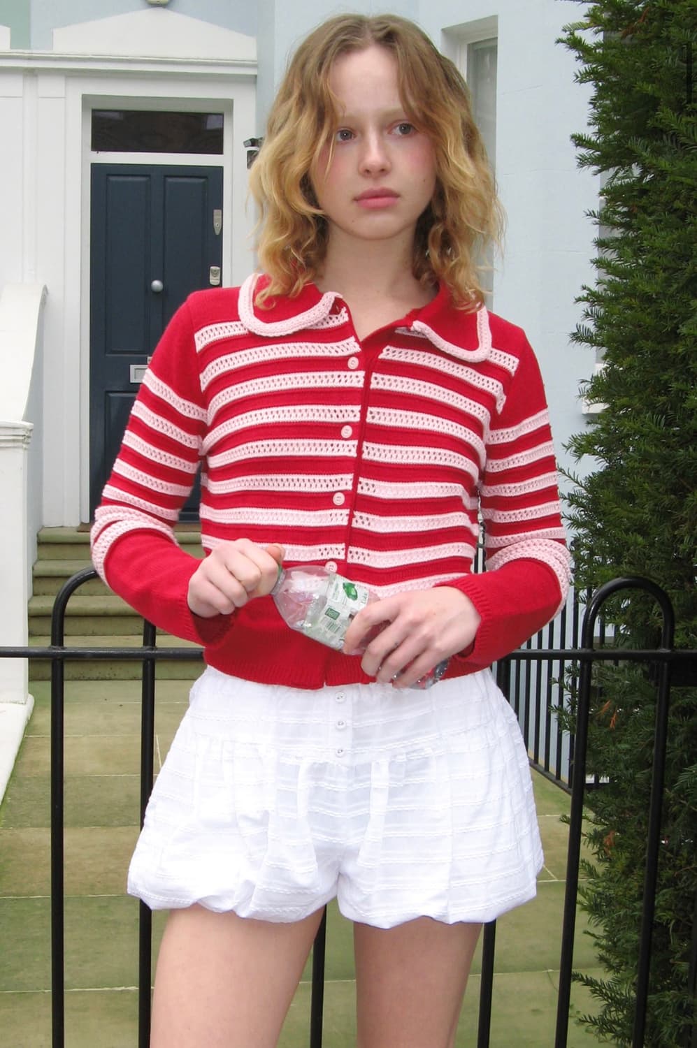 시눈 가디건 Stripe Collar Cardigan (Red) 새상품 상품이미지1