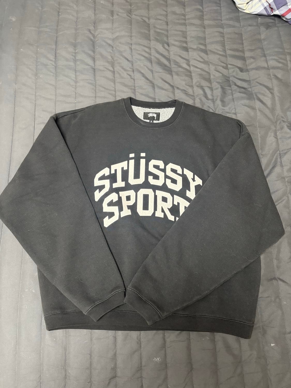 스투시  빅 크랙클 스포츠 크루넥 워시드 블랙 상품이미지1