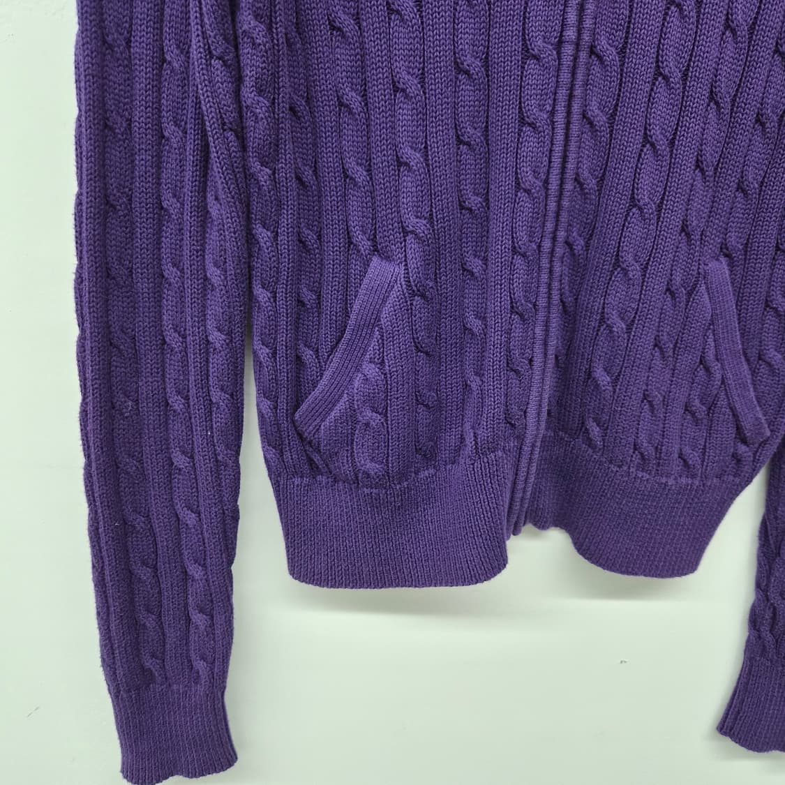 폴로 랄프로렌 퍼플 꽈배기 니트 집업 남성 L 상품이미지3