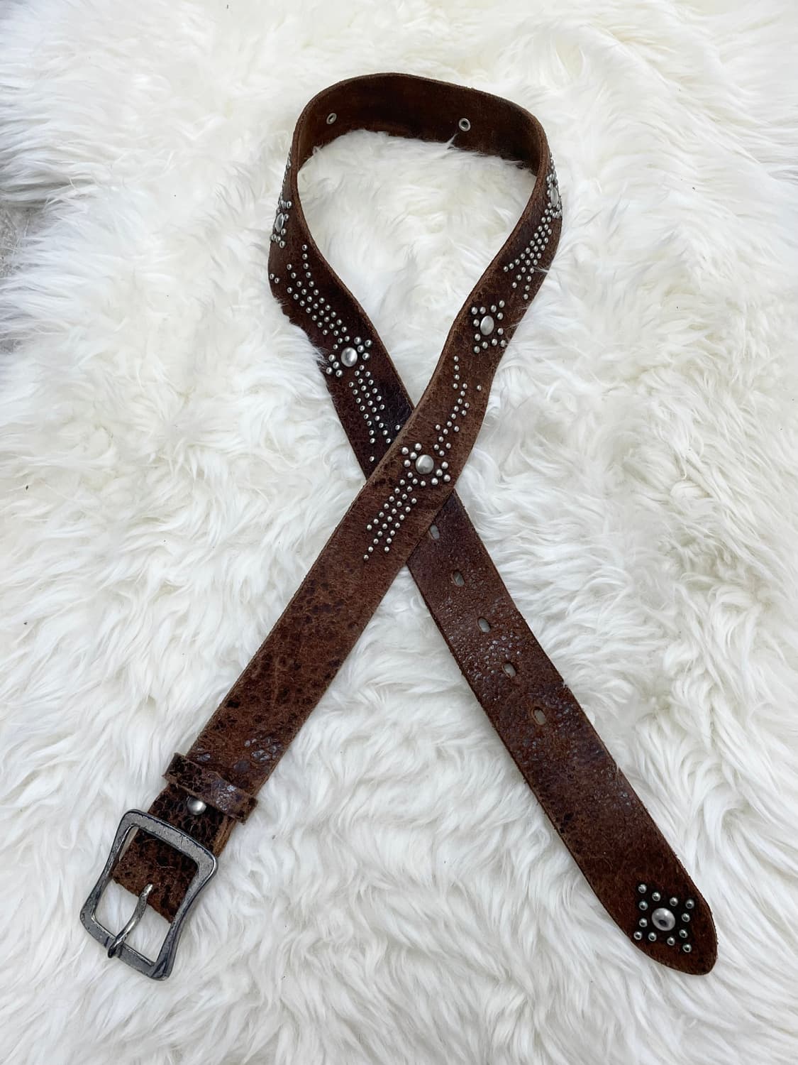 리얼레더 웨스턴 스터드 버클 벨트 상품이미지1