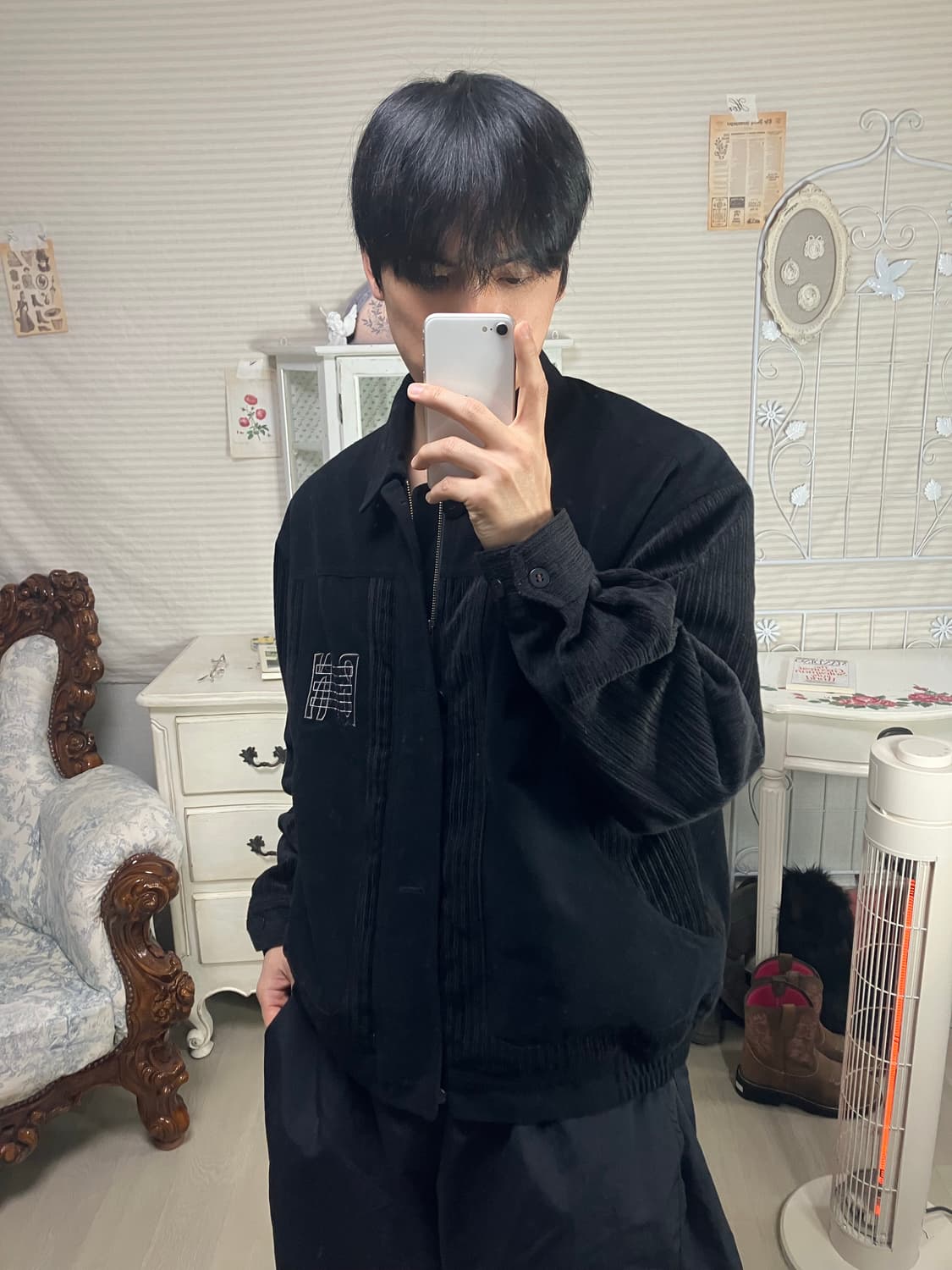 빈티지 블랙 벨벳 블루종 844 y2k 스트릿 모리 갸루 일본빈티지 상품이미지1