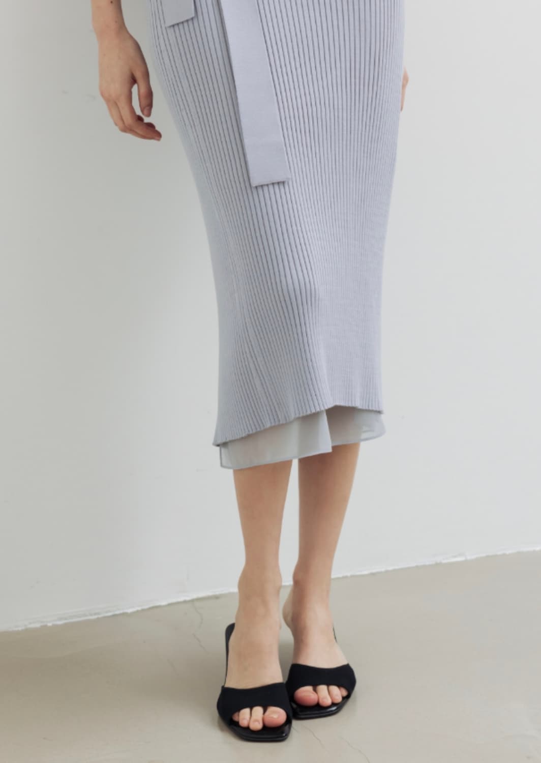 Sie 시에 에이프런 하프슬리브 원피스 포그블루 상품이미지3