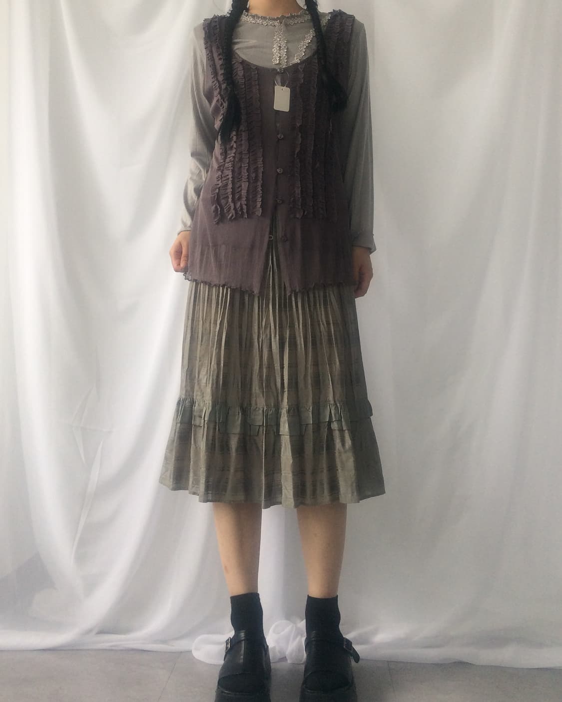 Frill mesh vest 상품이미지1