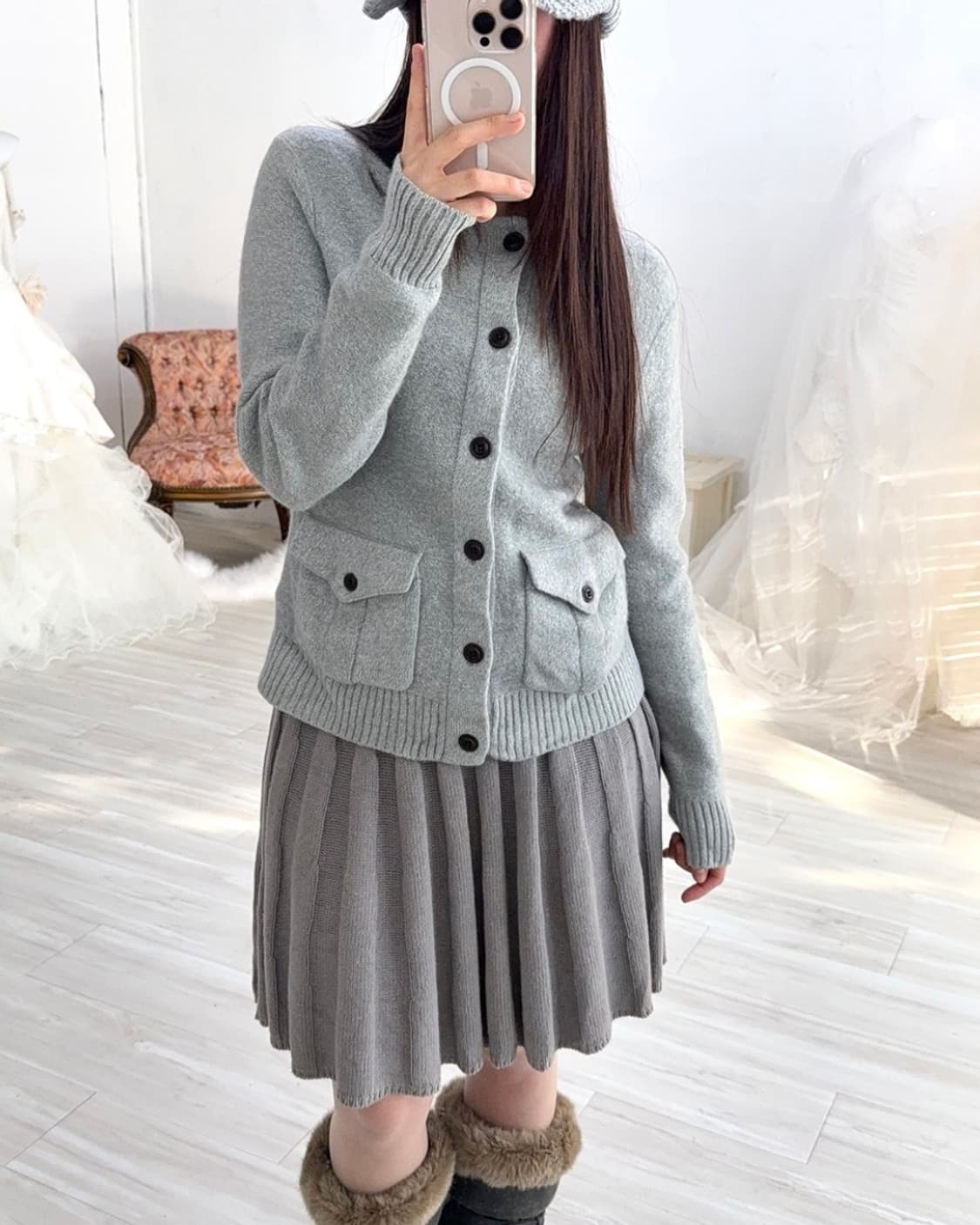 Gray knit cardigan 상품이미지5