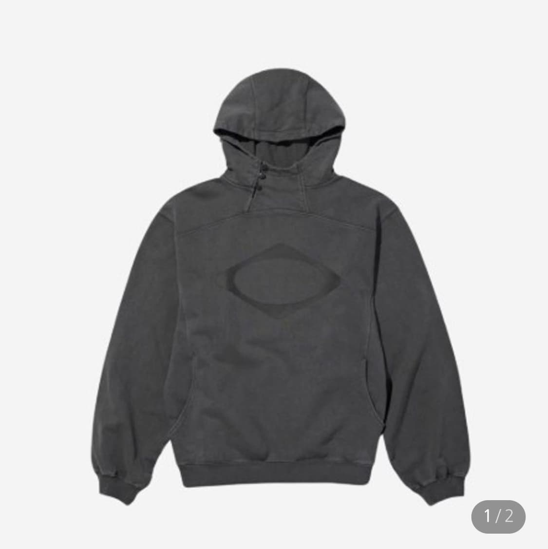 미스치프 롬버스 사이드 버튼 업 후드 워시드 차콜 상품이미지1
