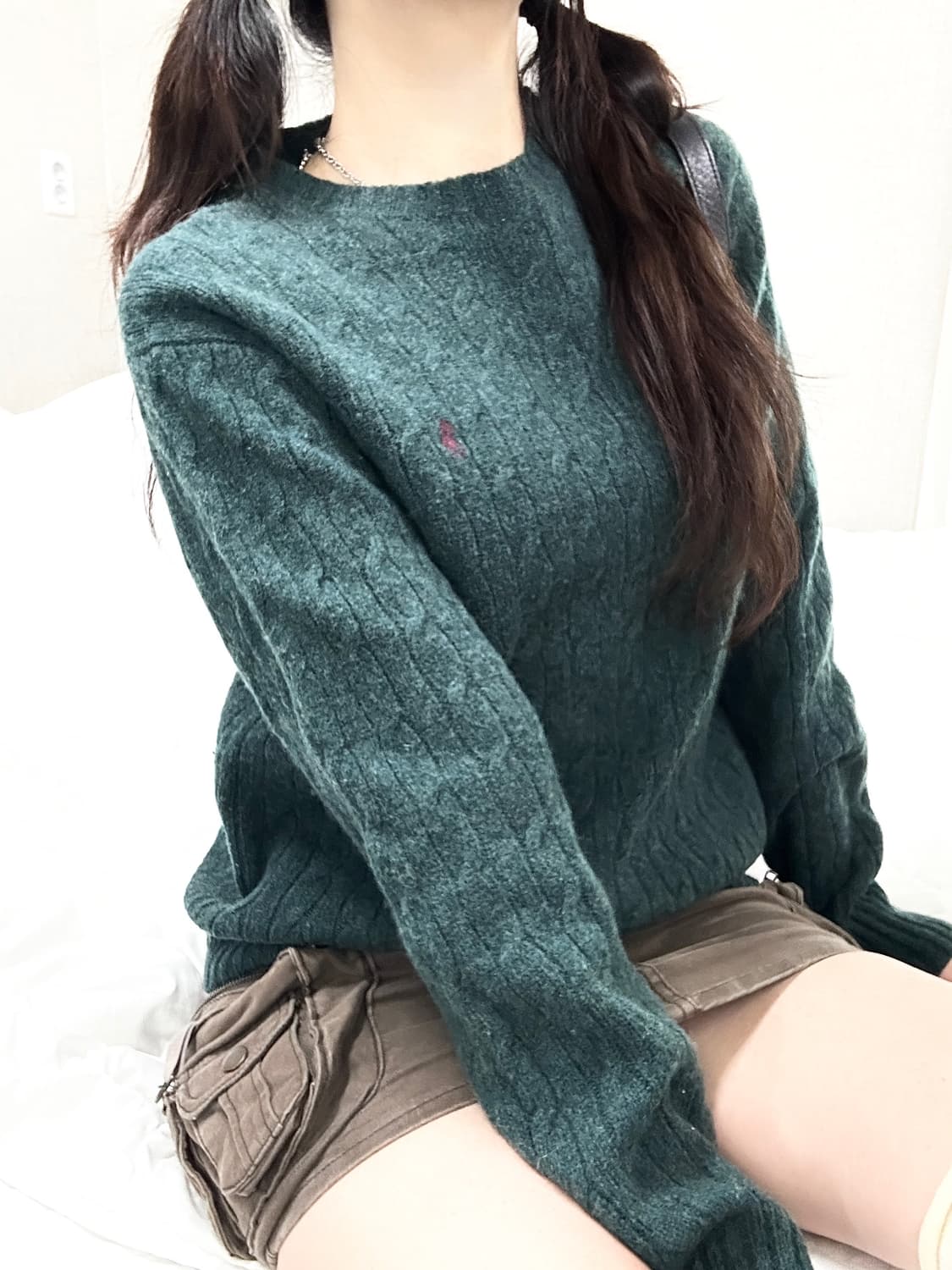 폴로 램스울 딥그린 케이블 니트 상품이미지2