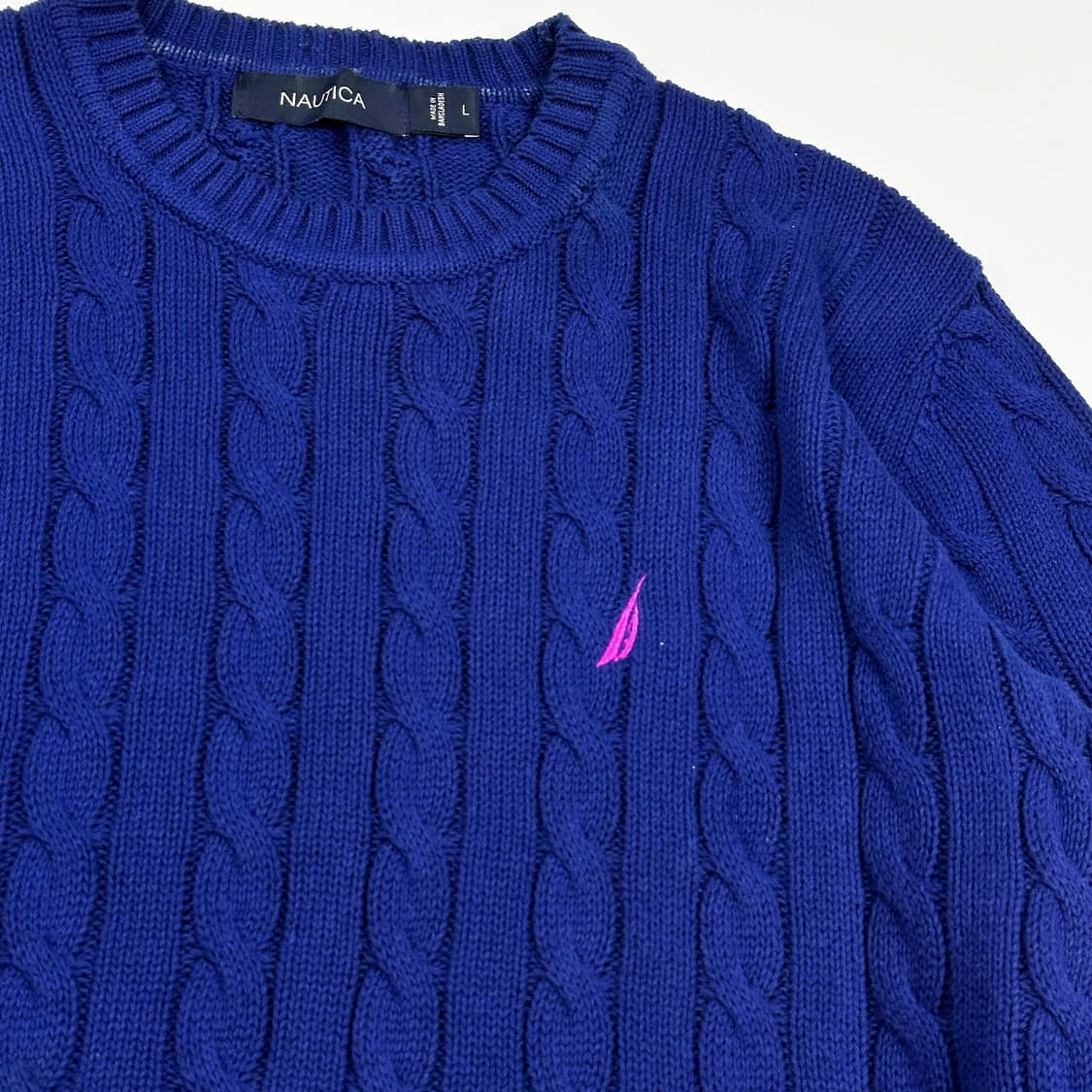 노티카 로고 코발트 블루 케이블 니트 (L 여성추천) 상품이미지3