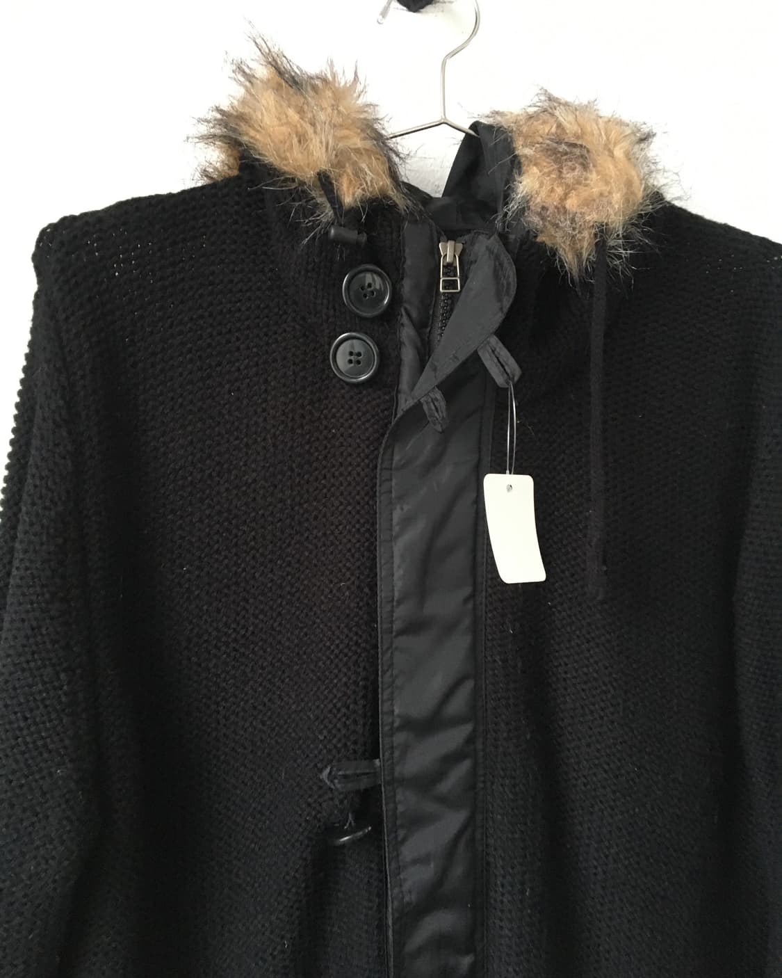 Fake fur hood knit zip up 상품이미지5