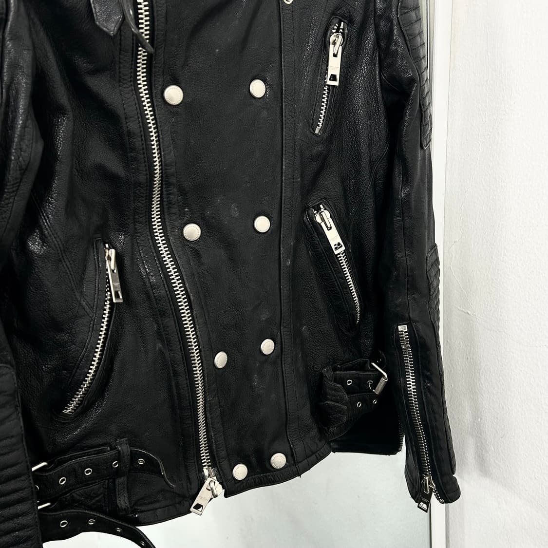 이태리제 양가죽 더블 라이더 자켓 상품이미지8