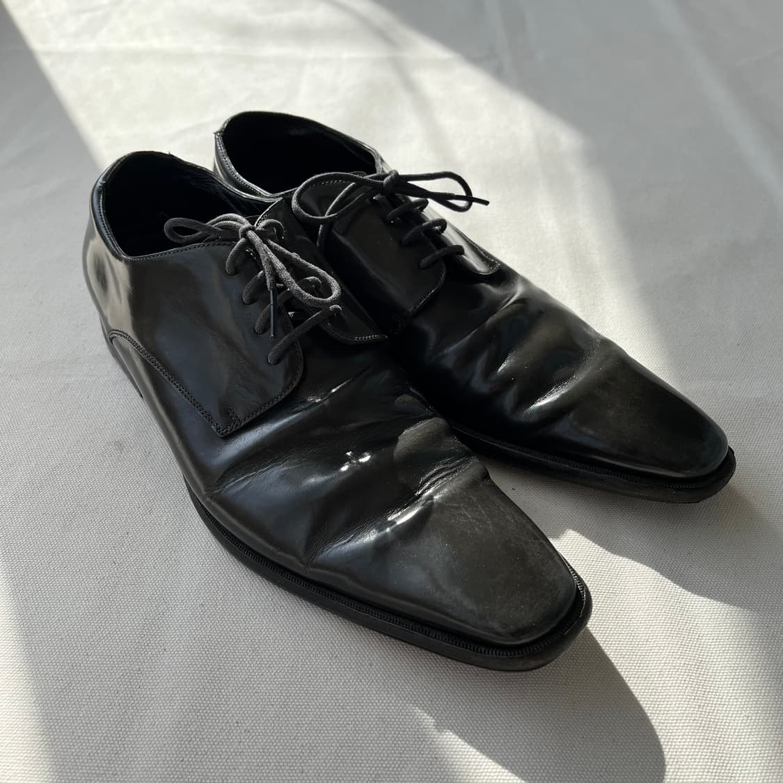 돌체앤가바나 그린 언더톤 블랙 레더 더비 슈즈 상품이미지6