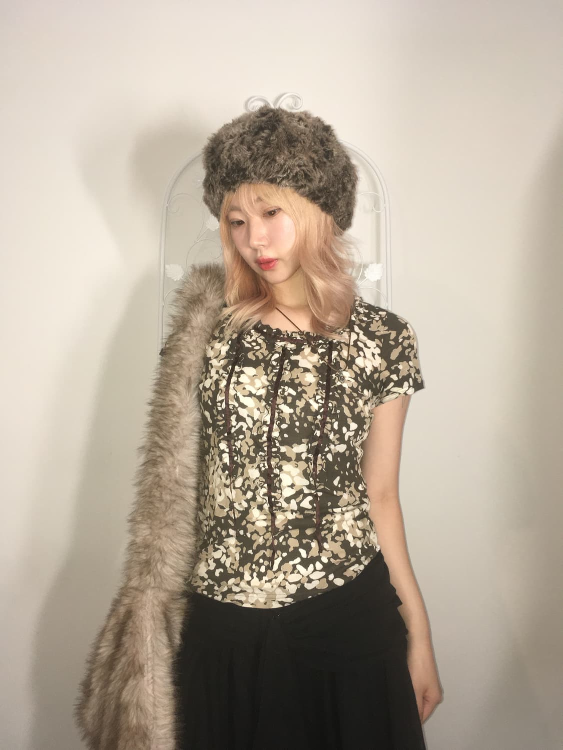 jpn vintage unique pattern frill blouse 상품이미지1