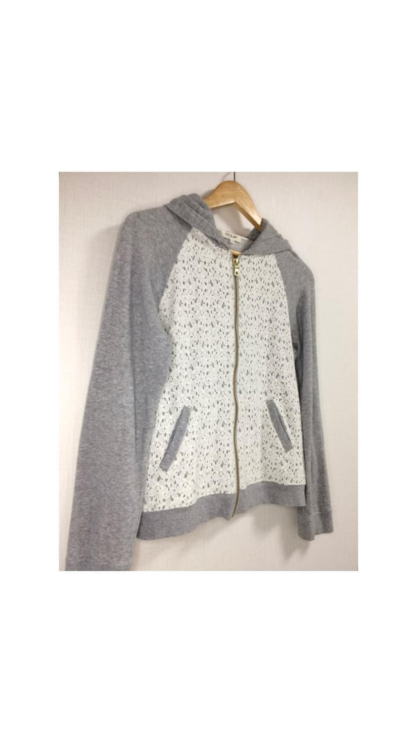 빈티지 그레이 레이스 후드집업 상품이미지4