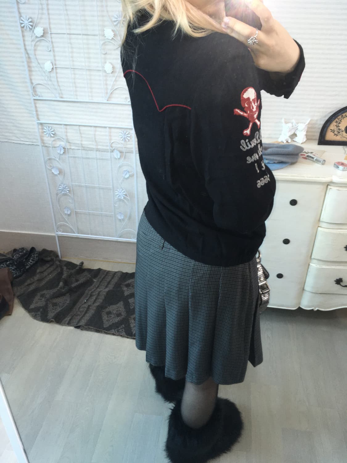 빈티지 히스테리 글래머 스컬 버튼셔츠 y2k 스트릿 갸루 펑키 일본빈티지 상품이미지5