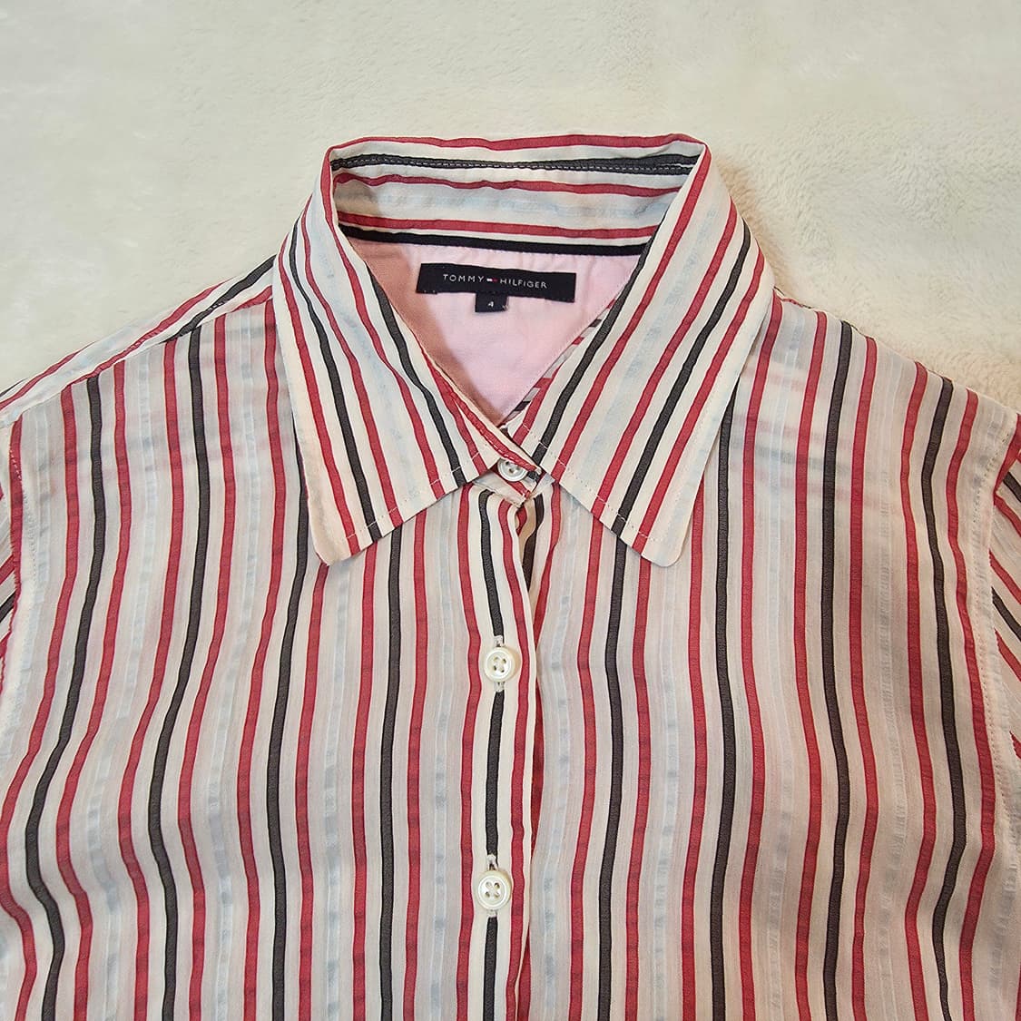 (55)여성 타미 실크 스트라이프 셔츠 상품이미지2