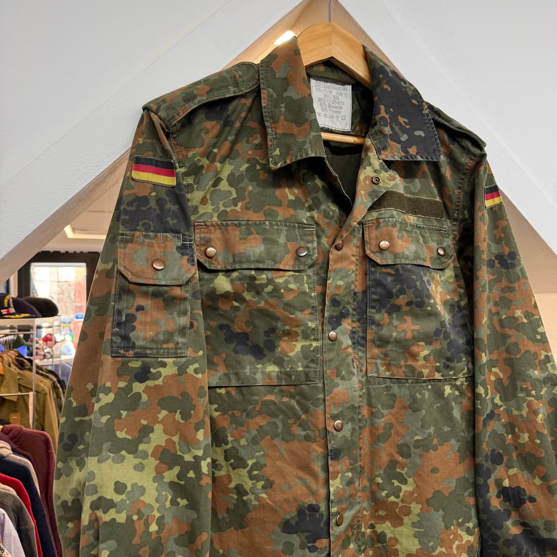 90s 빈티지 독일군 플랙탄 카모 셔츠 자켓 (S)    상품이미지3