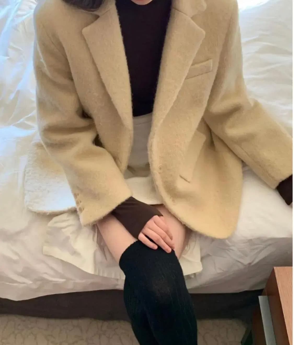 리에뜨 안느 알파카 하프 싱글자켓 버터 상품이미지3