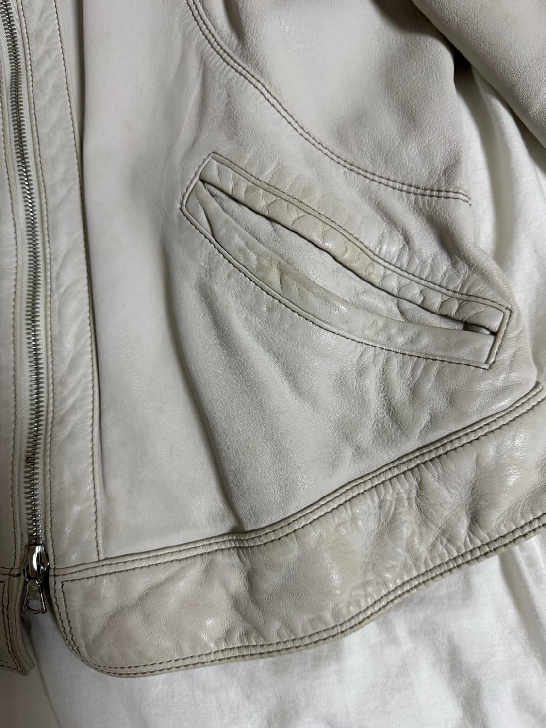 재패니즈 빈티지 절개 스티치 레더 자켓 상품이미지6