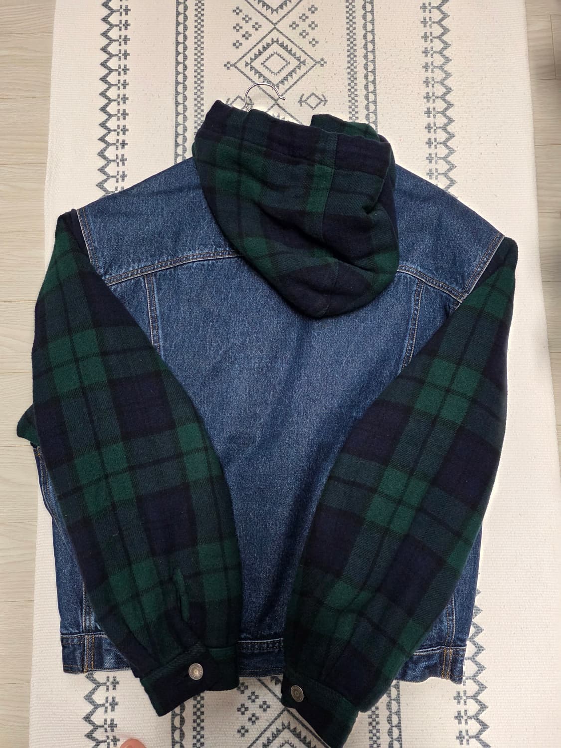90s  올드갭(Old Gap) 울 데님 체크 후드 자켓 상품이미지2
