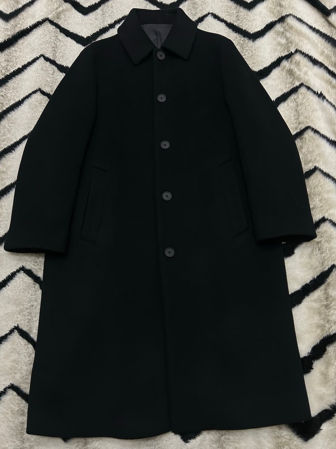 [L]무신사스탠다드 캐시미어 블랜드 오버핏 맥 롱코트/블랙 상품이미지1