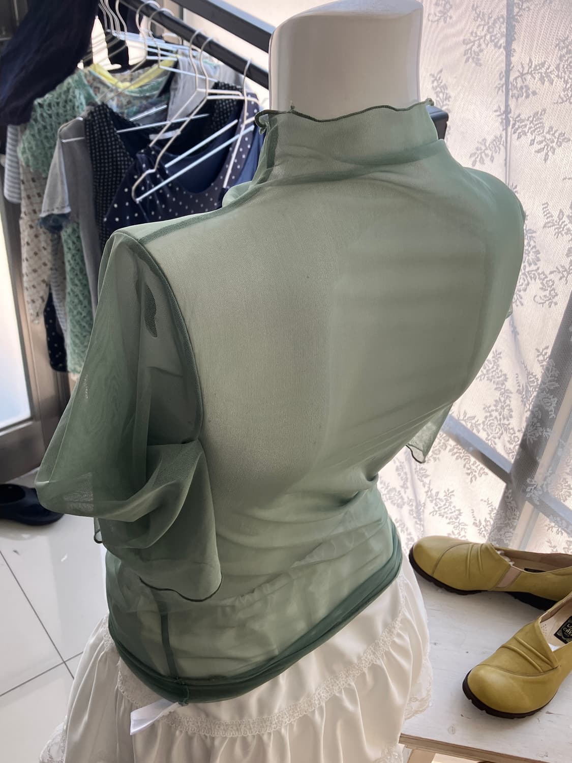 mint sheer frill layered half t-shirt 상품이미지2
