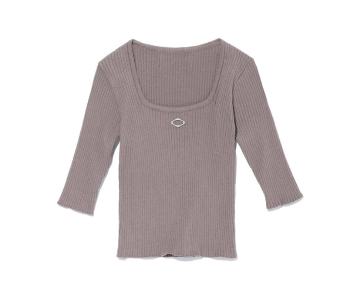 미스치프 SQUARE NECK RIB KNIT_BROWN 상품이미지1