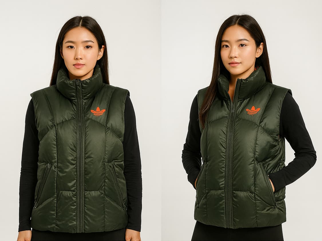 아디다스 카키  오렌지 오리털패딩조끼 95 66 54 상품이미지1