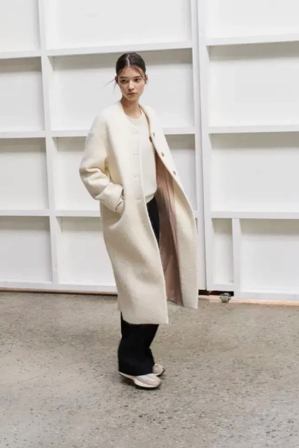 마론에디션 크림 스페셜 앙고라 롱코트 상품이미지1